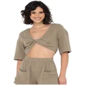 Rusty Somewhere Twisted Reversible Top in Khaki 8
