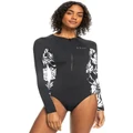 Roxy Onesie Long Sleeve One Piece Swimsuit in Black XS