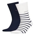 Tommy Hilfiger Stripe Sport Socks 2-Pack in Black White One Size