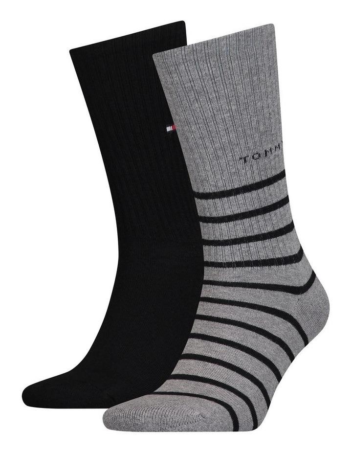 Tommy Hilfiger Stripe Sport Socks 2-Pack in Grey Grey Marle One Size