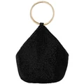 Olga Berg Ellie Crystal Mesh Top Handle Bag in Black