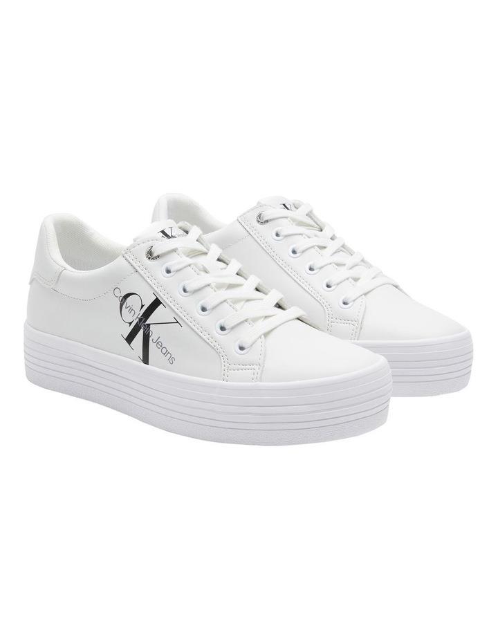Calvin Klein Leather Platform Lace Up Sneaker in White 38