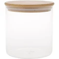 The Cooks Collective Bamboo And Glass Storage Canister With Lid 840ml in Clear