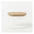 The Cooks Collective Square Storage Canister with Lid 900ml in Bamboo/Glass Brown