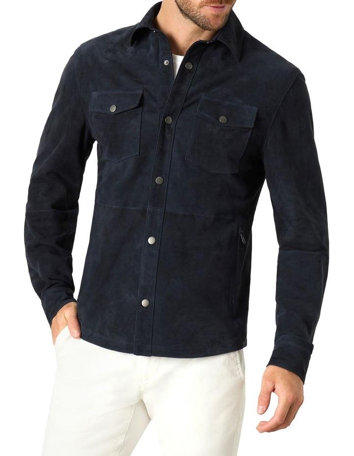 MJ Bale Whitlam Suede Shirt Jacket in Blue Navy L