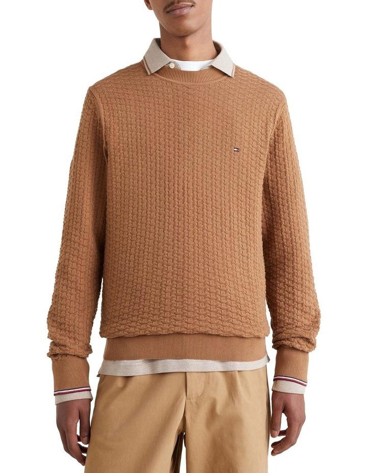 Tommy Hilfiger Exaggerated Structure Crew Neck Knit in Brown L