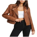 Belle & Bloom Just Friends Leather Jacket Brown XS