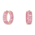 Swarovski Matrix Hoop Earrings Baguette Cut Rose Gold-Tone Plated in Pink