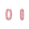 Swarovski Matrix Hoop Earrings Baguette Cut Rose Gold-Tone Plated in Pink