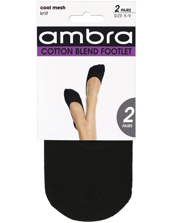 Ambra Cotton Mesh Footlet Sock 2 Pack in Black One Size