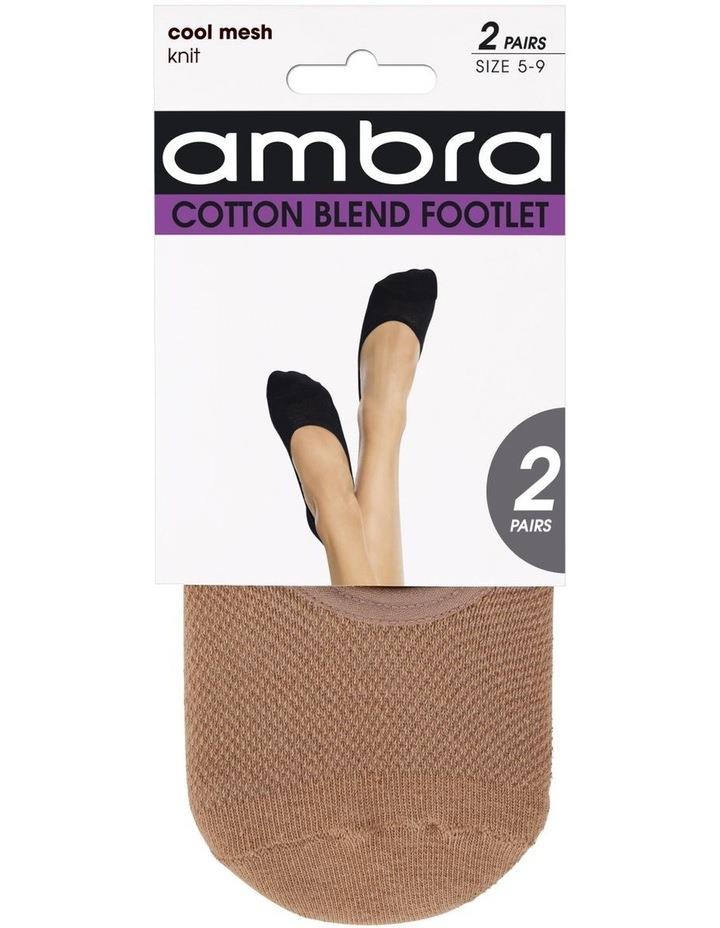 Ambra Cotton Mesh Footlet Sock 2 Pack in Tan Natural One Size