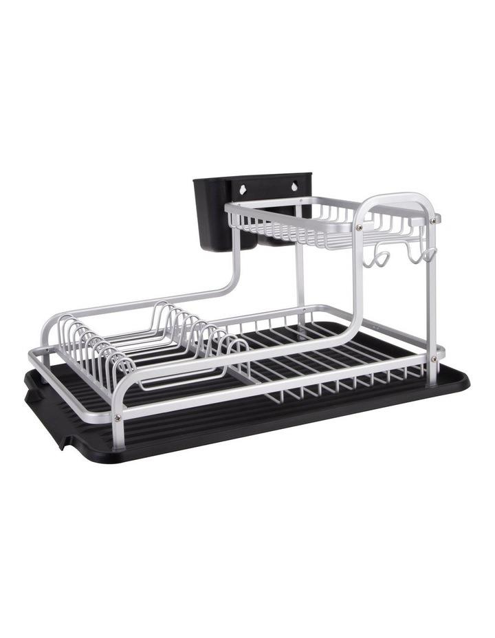 d.line 2-Tier Dish Rack With Draining Board 40 x 29 x 23cm in White/Black White