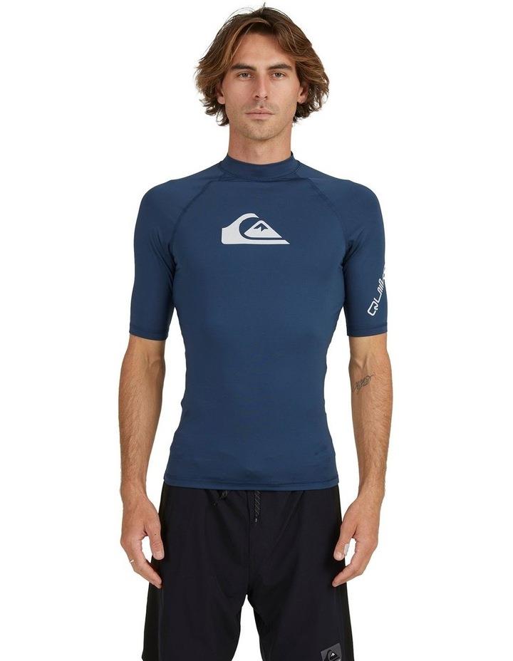 Quiksilver All Time Short Sleeve Rash Vest in Blue XL