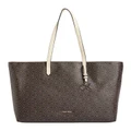 Calvin Klein Mono Faux Leather Tote Bag in Brown