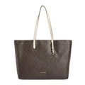 Calvin Klein Mono Faux Leather Tote Bag in Brown