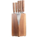 ChefX 6 Piece Knife Block Set in Walnut Brown