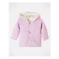 Sprout Sherpa Lined Knit Cardigan in Baby Pink 000