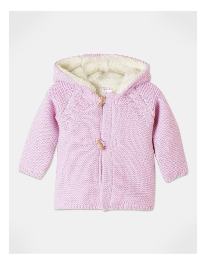 Sprout Sherpa Lined Knit Cardigan in Baby Pink 00