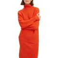 Vero Moda Brenda Long Sleeve Roll Neck Knit in Red XL