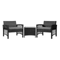 Gardeon Outdoor Patio Furniture Bistro 3 Piece Set in Black