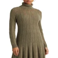 Lauren Ralph Lauren Pointelle Turtleneck Sweater Dress in Green XS