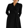 Lauren Ralph Lauren Surplice Georgette Midi Dress in Black 0