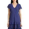 Lauren Ralph Lauren Stretch Cotton Midi Dress in Blue Navy XS