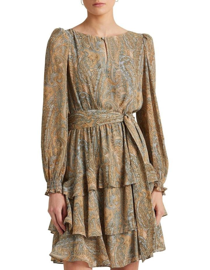 Lauren Ralph Lauren Paisley Belted Crinkle Georgette Dress in Multi Assorted 0