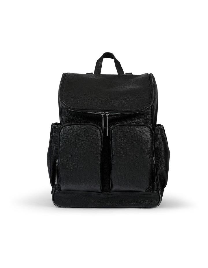 OiOi Signature Luxury Leather Nappy Backpack in Jet Black