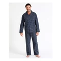 Reserve Essentials Long Sleeve Poplin Payjama Set in Square Geo Blue XL