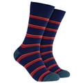 Mitch Dowd Cosy Toes Sunset Stripe Wool Crew Sock in Blue Navy One Size