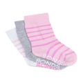 Bonds Baby Stay On Crew Socks 3 Pack in Pink/Grey Pink 2-4