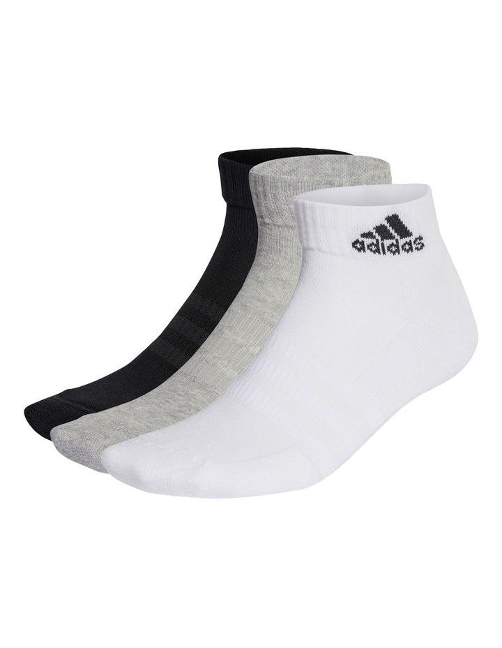 adidas Ankle Sock 3 Pack in Multi Grey S