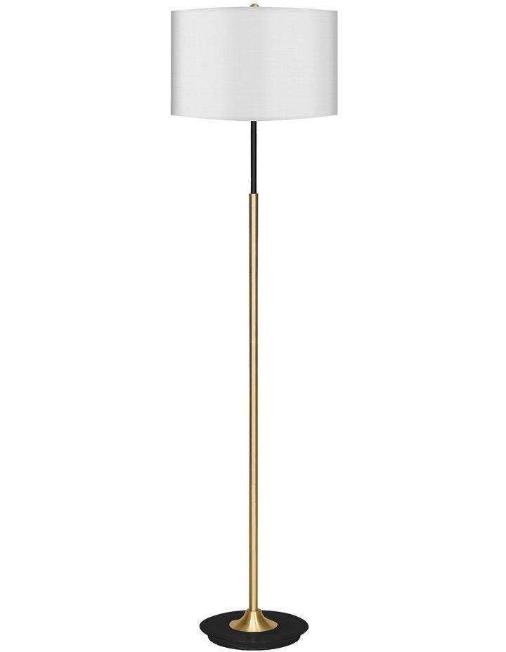 Sarantino Metal Floor Lamp Brushed Brass Finish with White Shade White