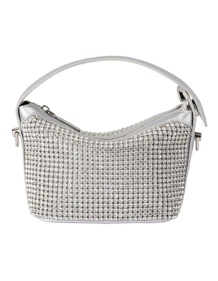 Olga Berg Alexandra Crystal Top Handle Bag in Silver