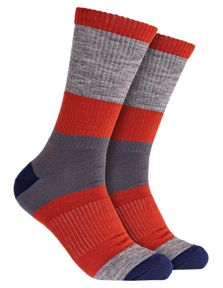 Mitch Dowd Colour Wool Crew Socks in Rust/Grey Rust One Size