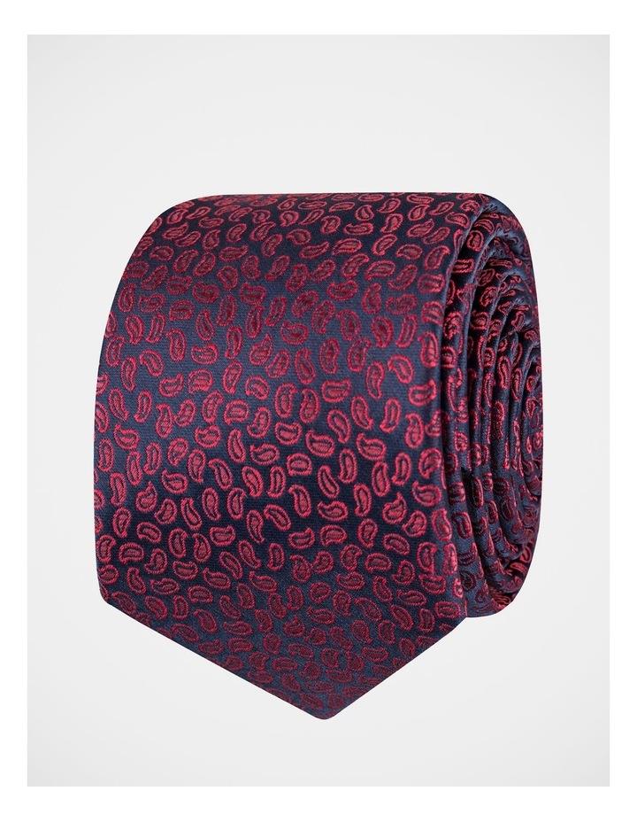 Blaq Micro Paisley Polyester Tie in Red One Size