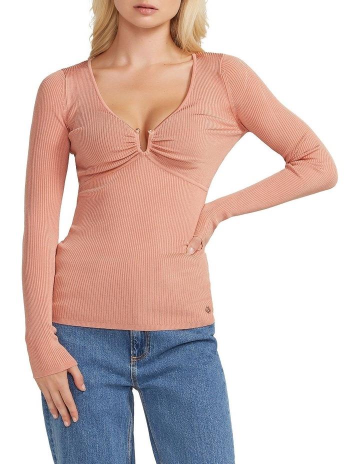 Guess Nicole Long Sleeve Sweater in Pink L