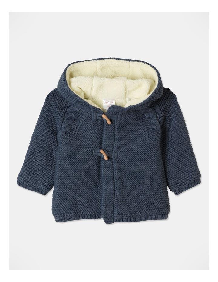 Sprout Sherpa Lined Knit Cardigan in Indigo 000