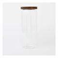 The Cooks Collective Storage Jar with Acacia Lid 1550ml in Bamboo/Glass Clear