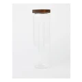 The Cooks Collective Storage Jar with Acacia Lid 1550ml in Bamboo/Glass Clear