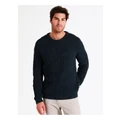 Maddox Canyon Chunky Crew Knit in Navy XL