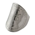 Mocha Large Curved Coin Ring in Silver 8