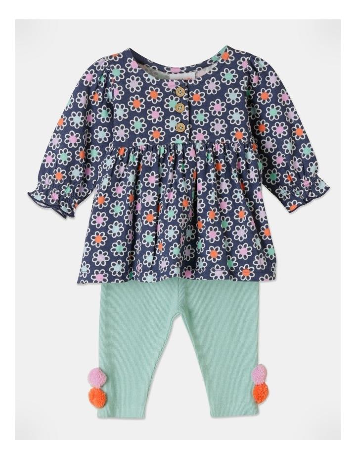 Jack & Milly Marigold Ditzy Floral Top and Pant Set in Teal 1