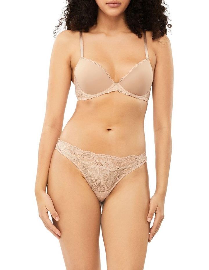 Calvin Klein Seductive Comfort Lotus Floral Thong in Beige Natural S
