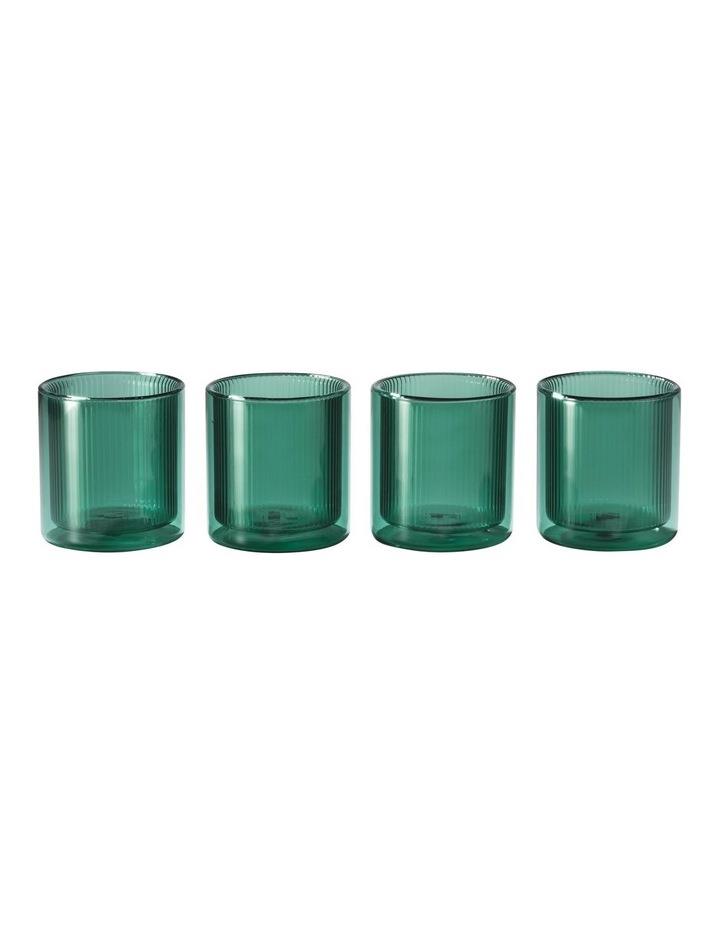 The Cooks Collective Double Wall Ribbed Glasses Set of 4 250ml in Green