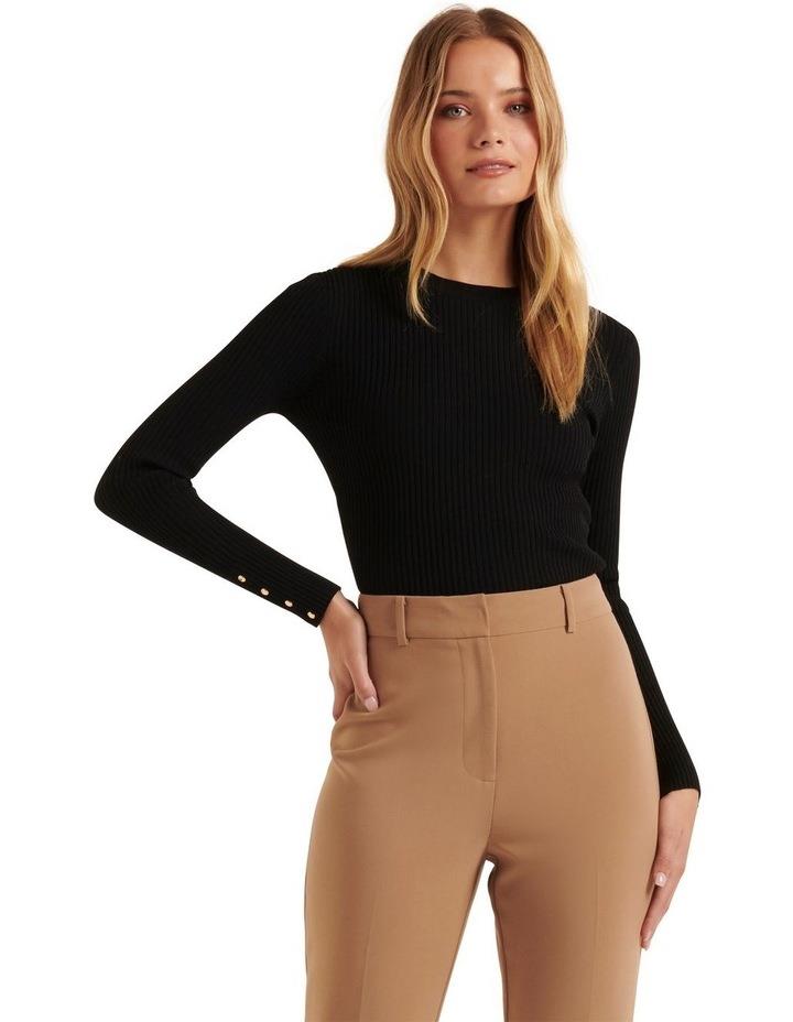 Forever New Sienna Layering Rib Knit Top in Black L