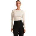 Forever New Sienna Layering Rib Knit Top in Cream XXS