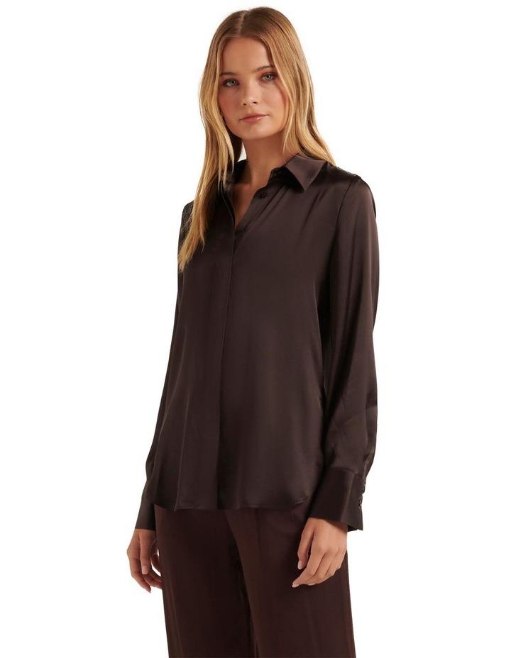 Forever New Celia Satin Shirt in Brown 10