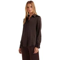 Forever New Celia Satin Shirt in Brown 14